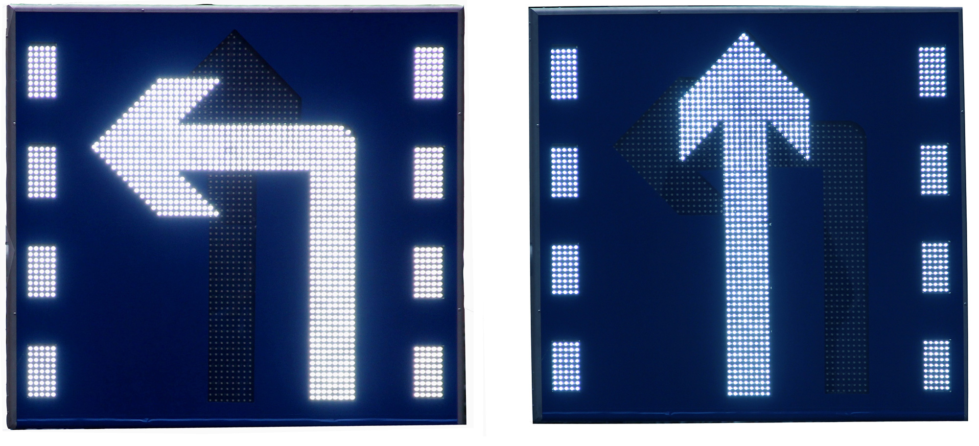 2、直行左轉(zhuǎn)可變車道標(biāo)牌（帶分道線）-產(chǎn)品圖